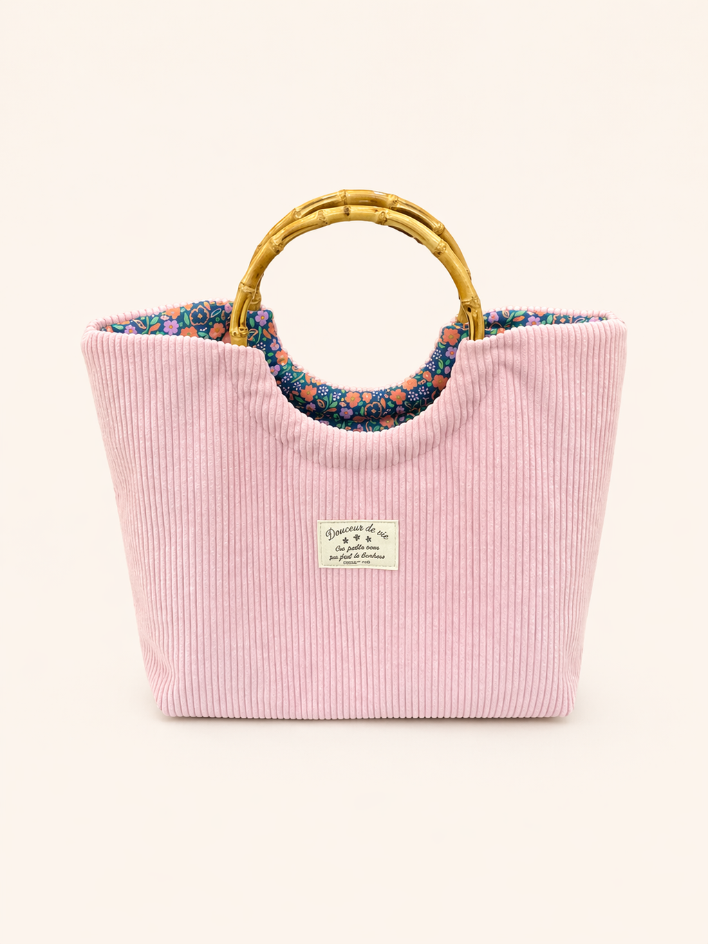 Sac Le Bambou velours rosé