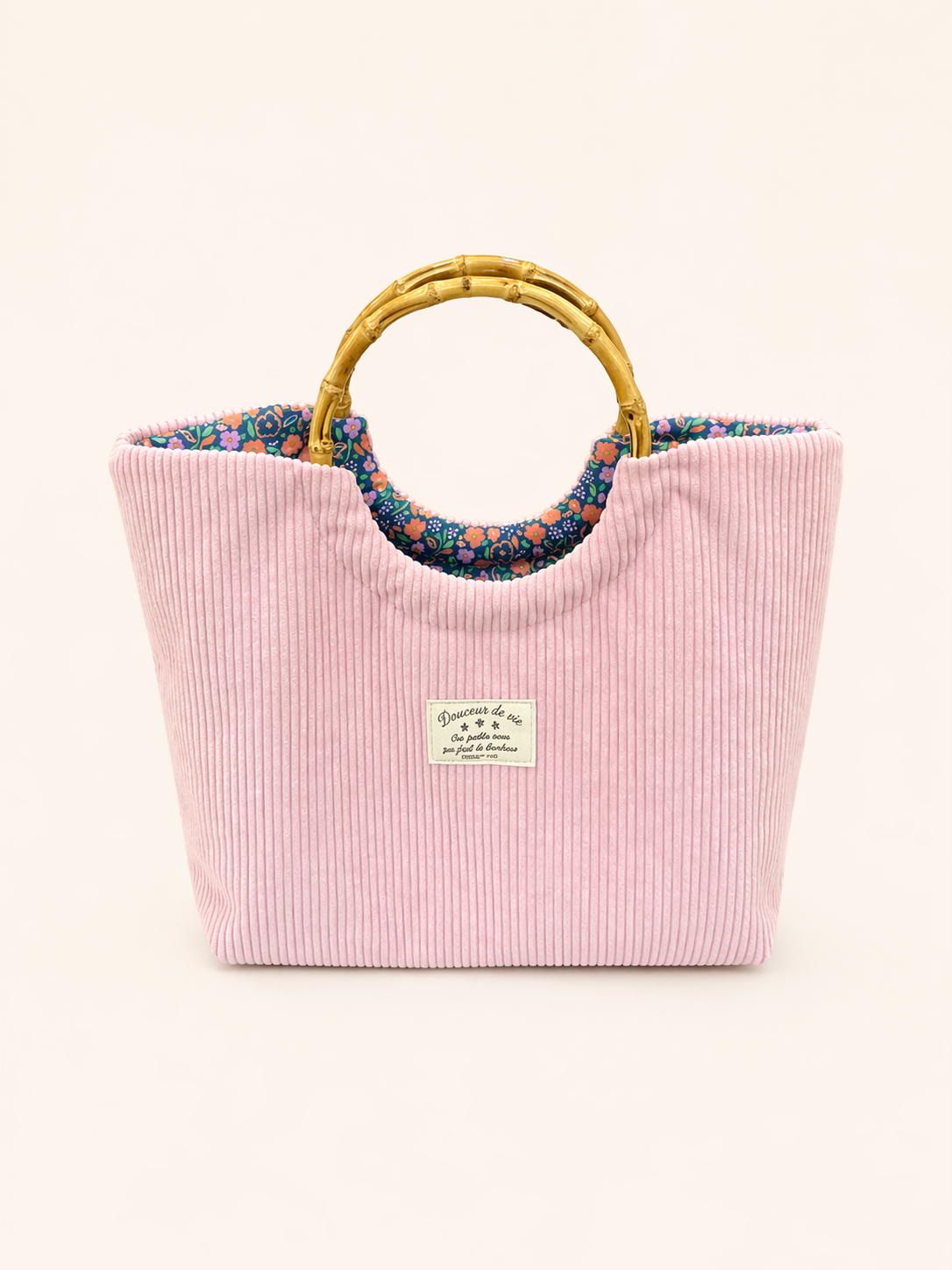 Sac Le Bambou velours rosé