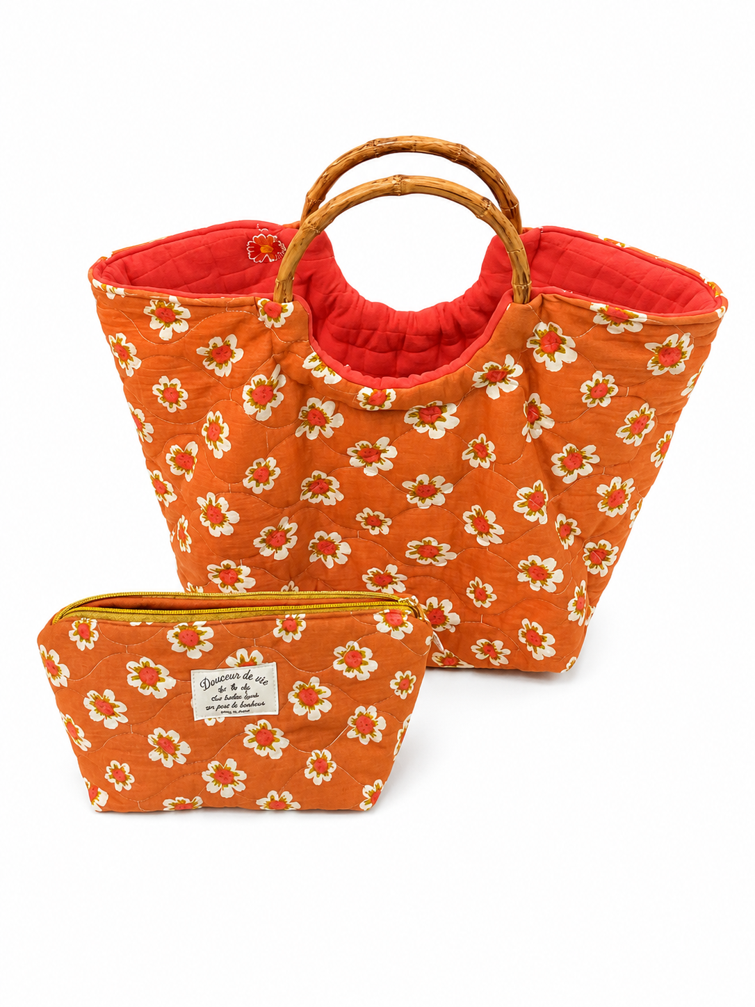 Le sac bambou corail fleuri